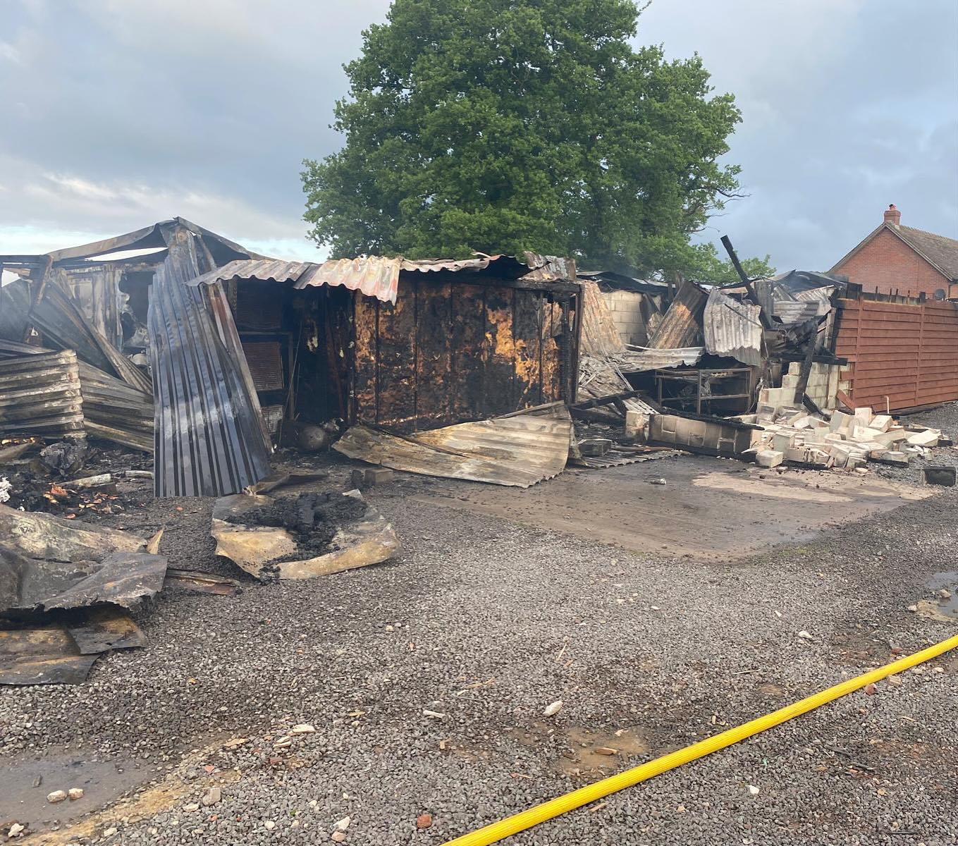 damage to Wenlock Edge Farm shop after the fire on 26 May 2025