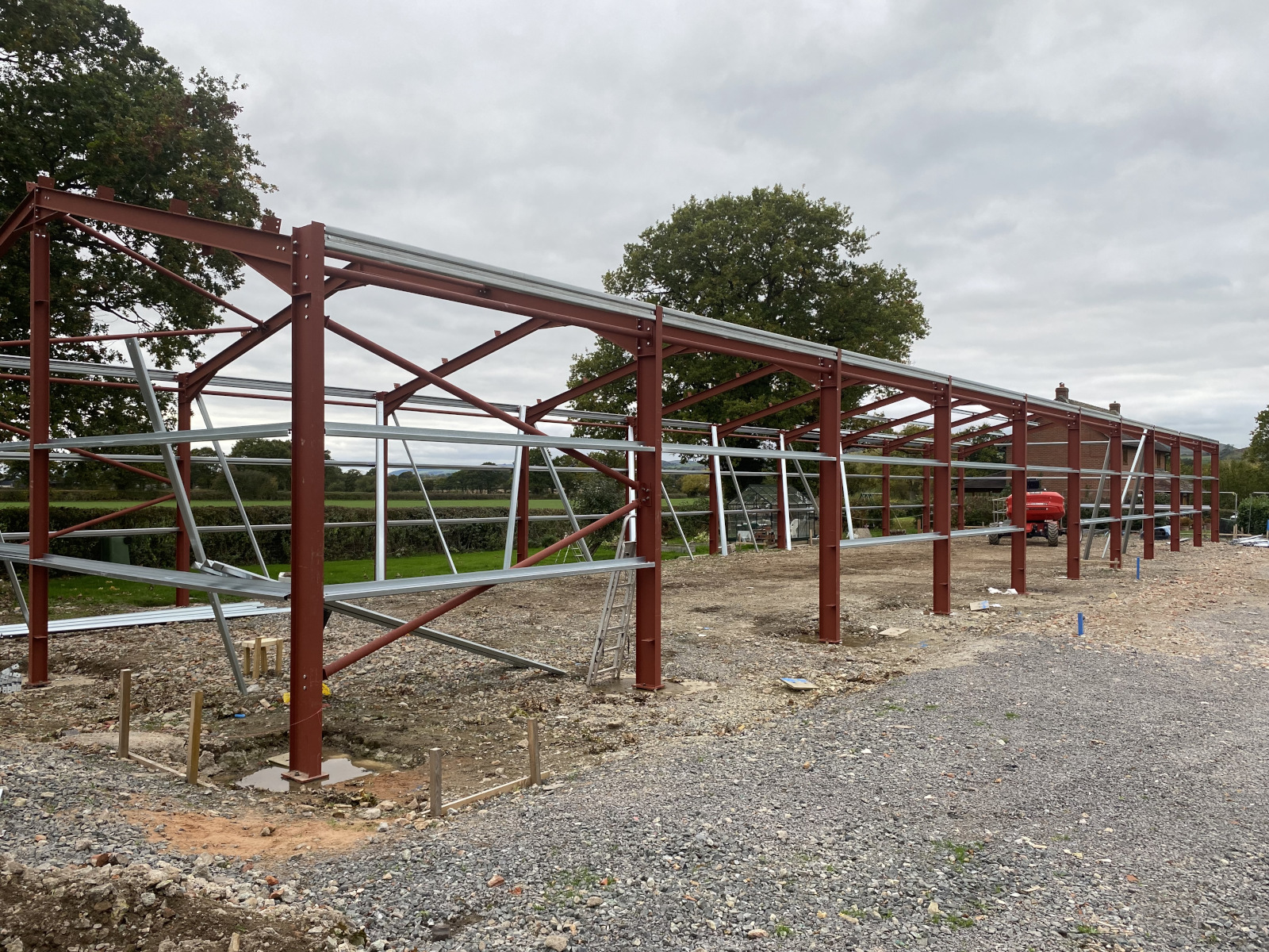 Completed steelwork on Wenlock Edge Farm's new shop.